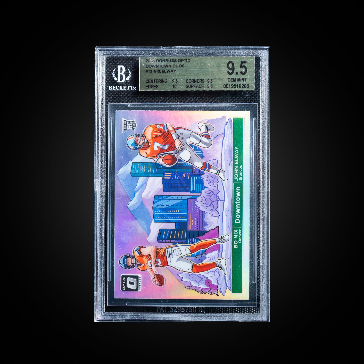 2024  Donruss Optic Downtown Duos  Bo Nix/John Elway 13 BGS 9.5