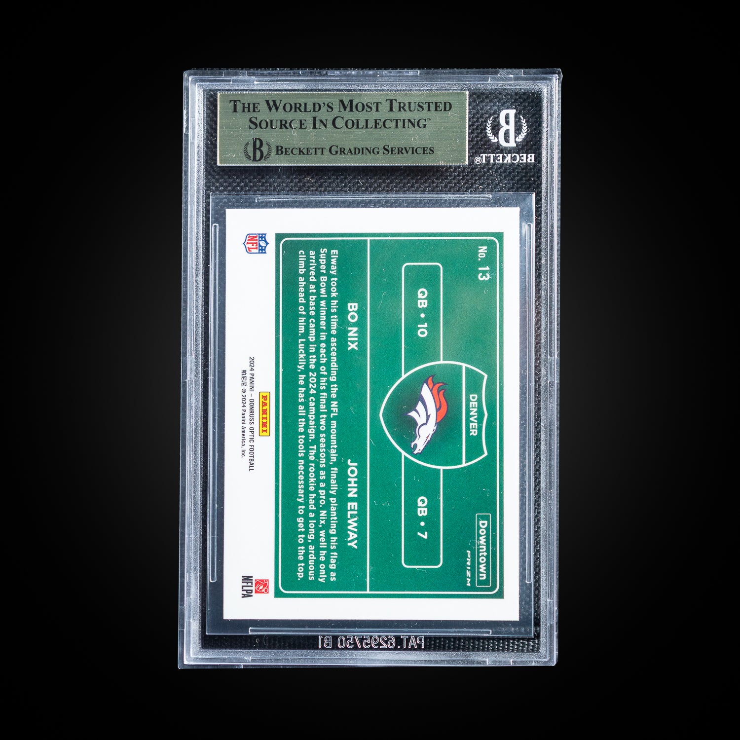 2024  Donruss Optic Downtown Duos  Bo Nix/John Elway 13 BGS 9.5