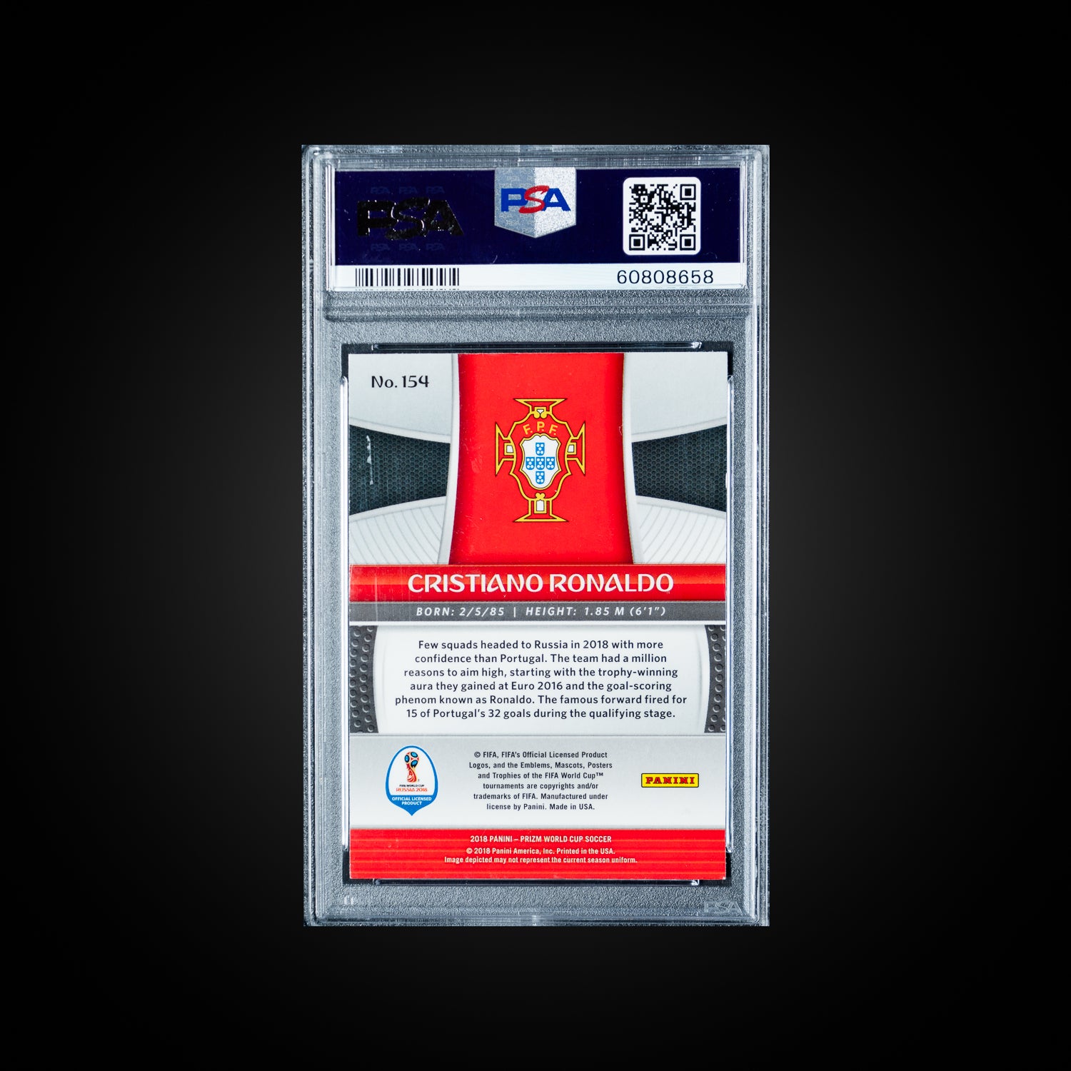 2018 Panini Prizm World Cup  Cristiano Ronaldo 154 PSA 8
