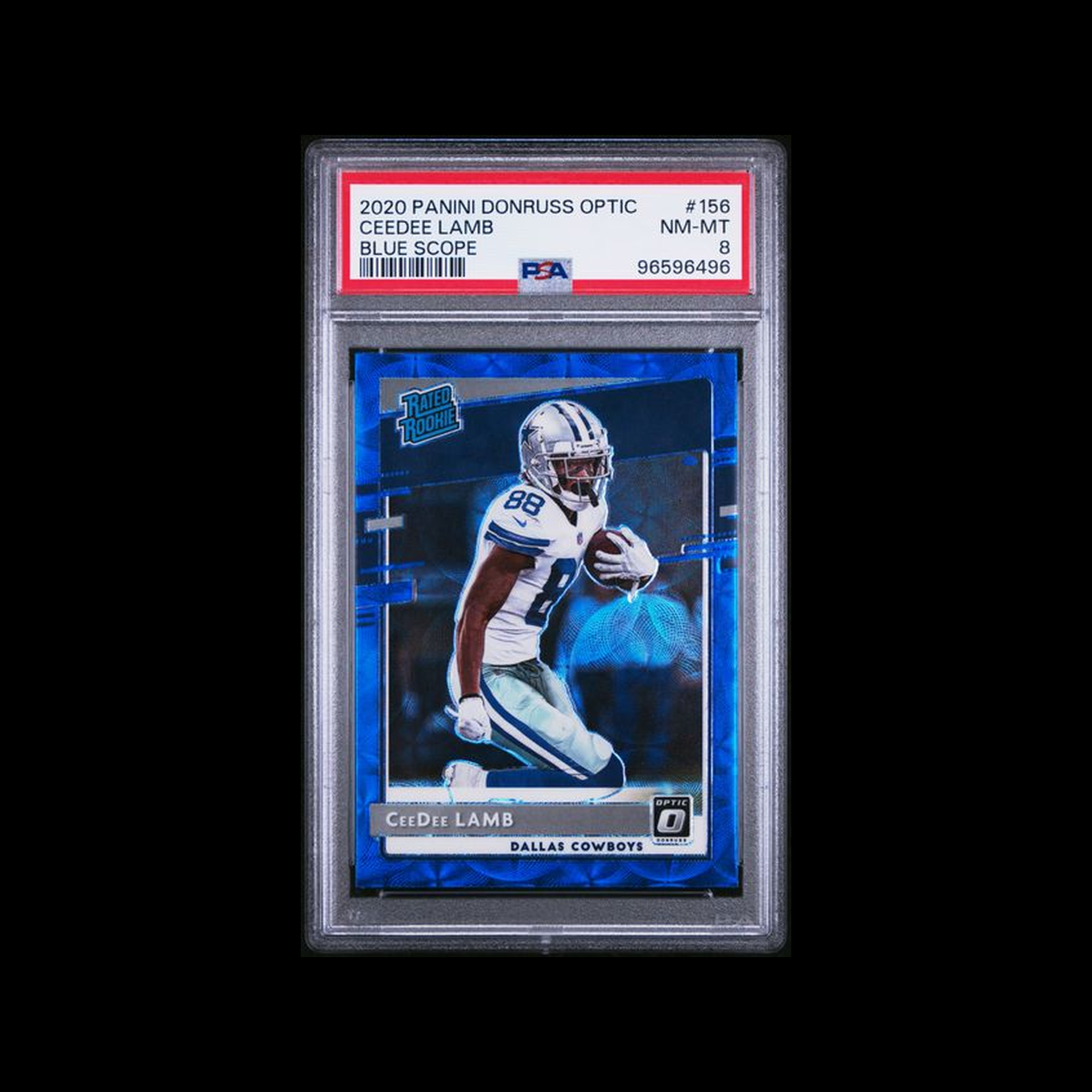 2020 Panini Donruss Optic Blue Scope 	CeeDee Lamb 156 PSA 8