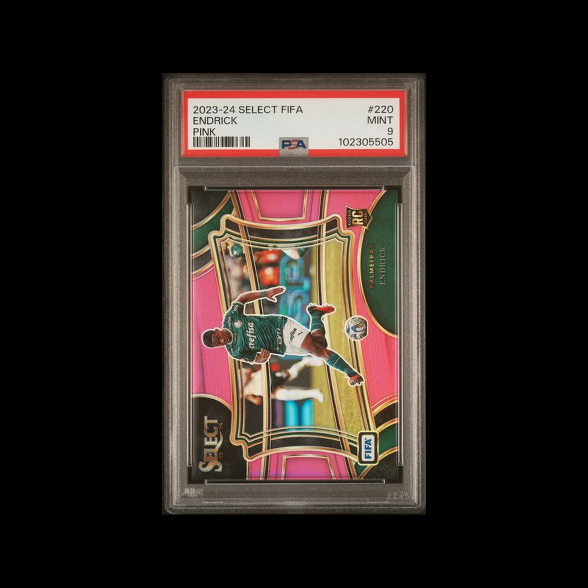 2023-24 Panini Select FIFA Pink Rookie #/75 Endrick 220 PSA 9 MINT