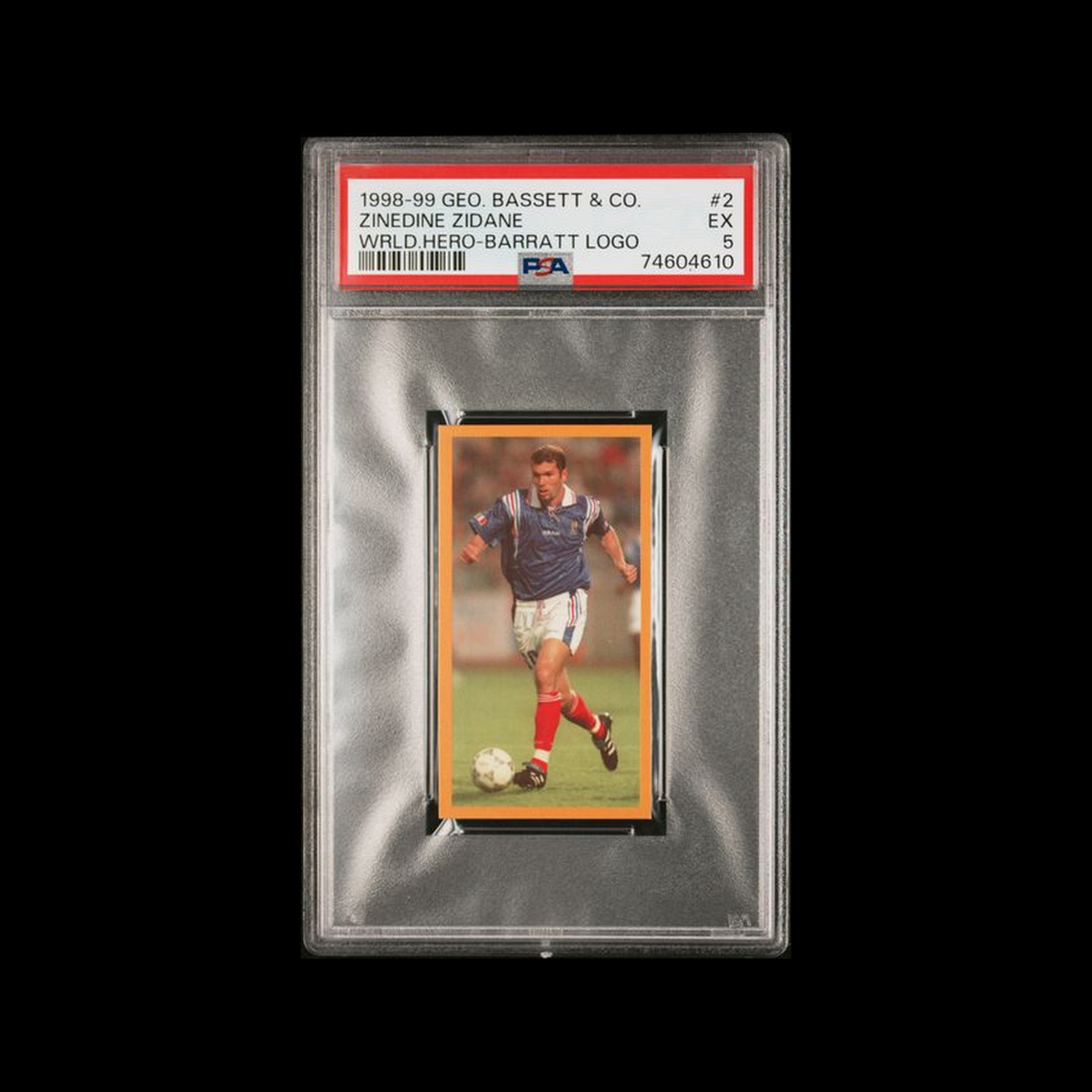 1998-99  Geo. Bassett & Co. World Heroes Barratt Logo Zinedine Zidane 2 PSA 5