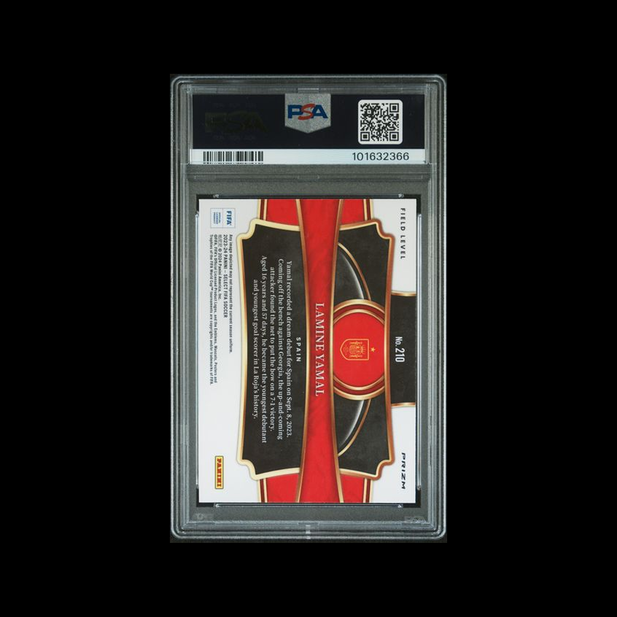 2023-24 Panini Select FIFA Silver Prizm Rookie Lamine Yamal 210 PSA 9 MINT
