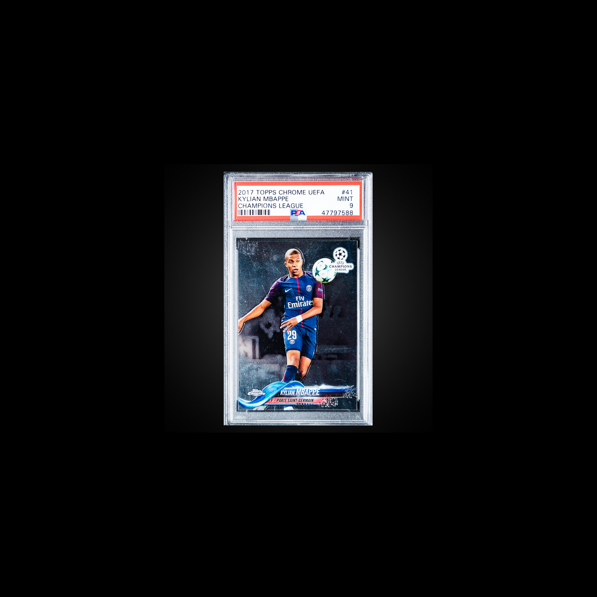 2017 Topps Chrome UEFA Champions League Base Kylian Mbappe 41 PSA 9