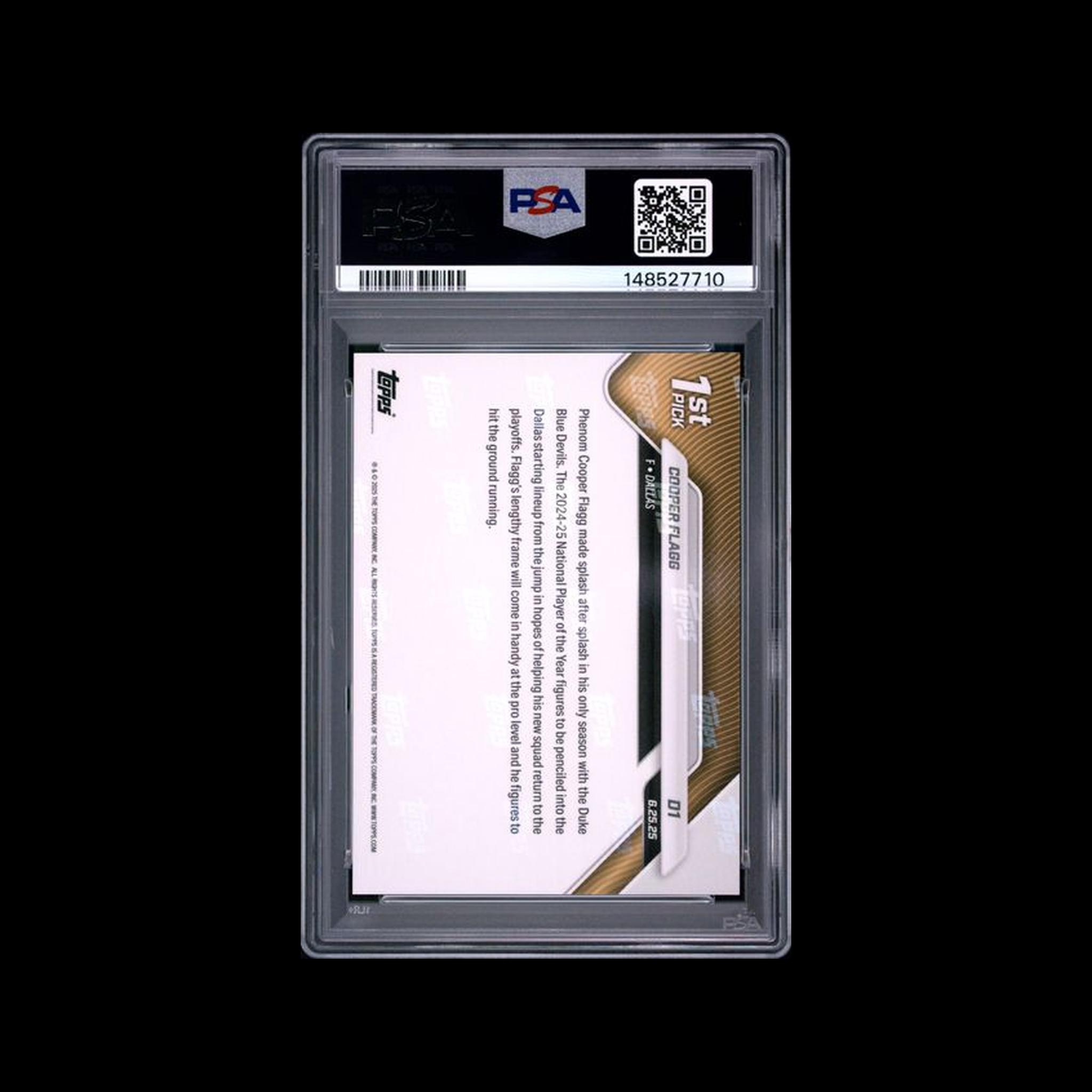 2025  Topps Now Draft  Cooper Flagg D1 PSA 9
