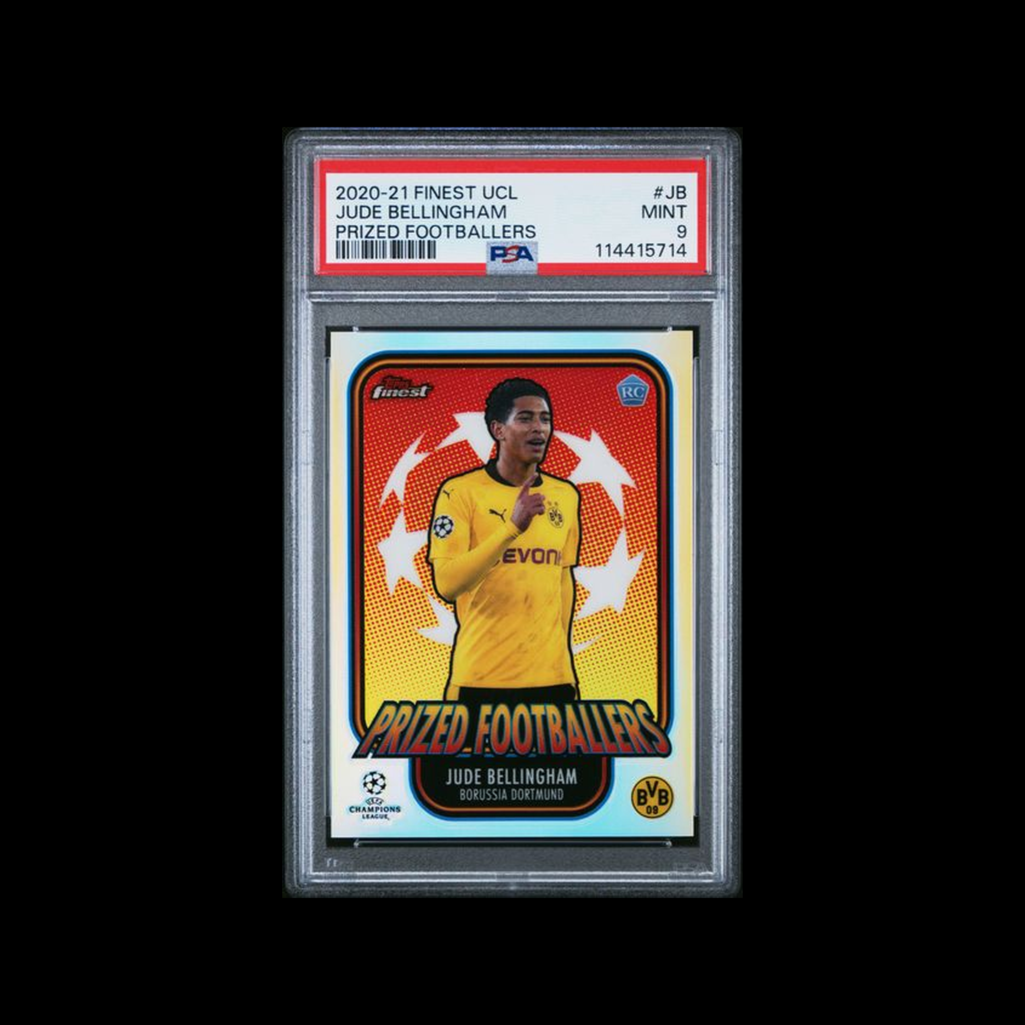 2020 Topps Finest Uefa Champions League Prized Footballers  Jude Bellingham JB PSA 9