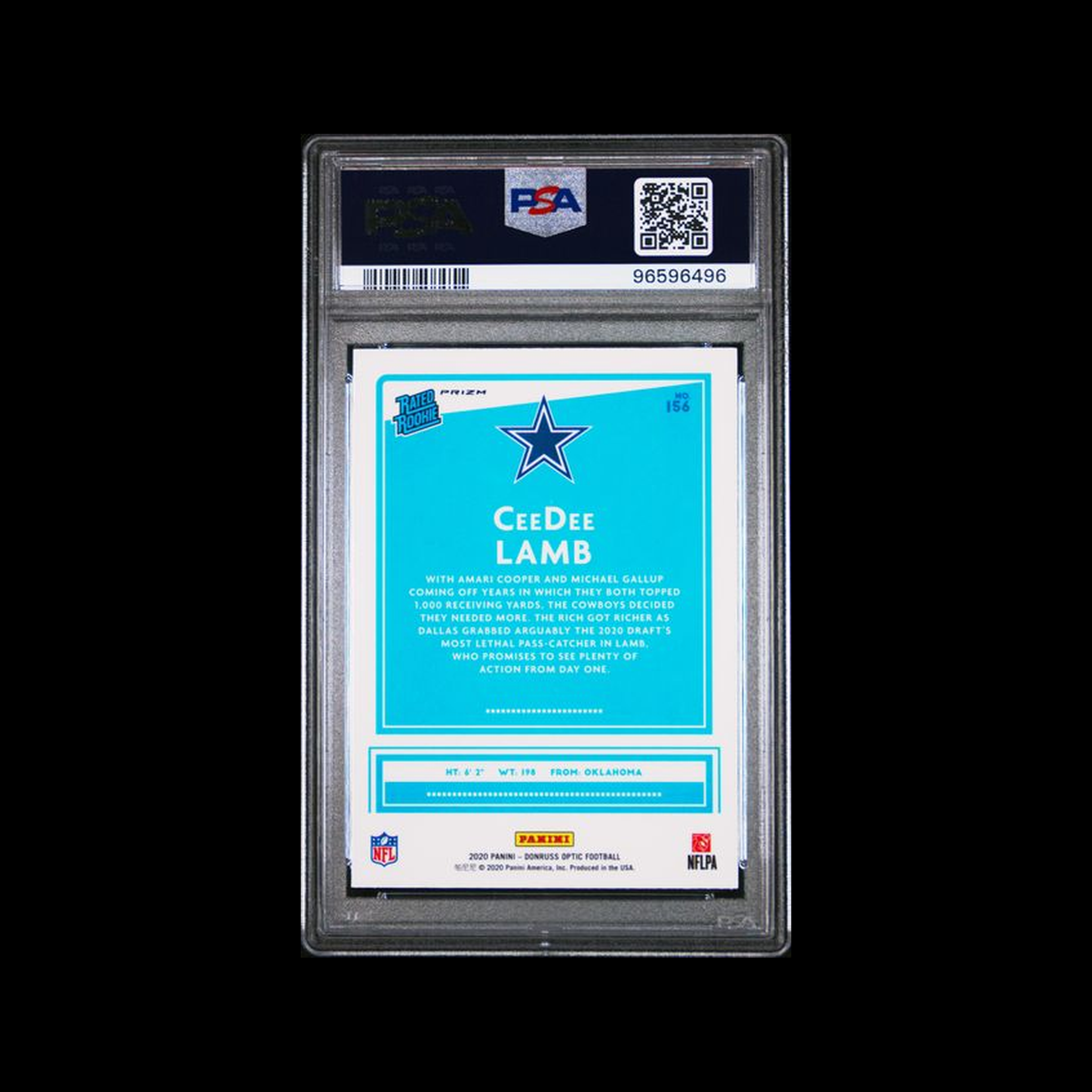 2020 Panini Donruss Optic Blue Scope 	CeeDee Lamb 156 PSA 8