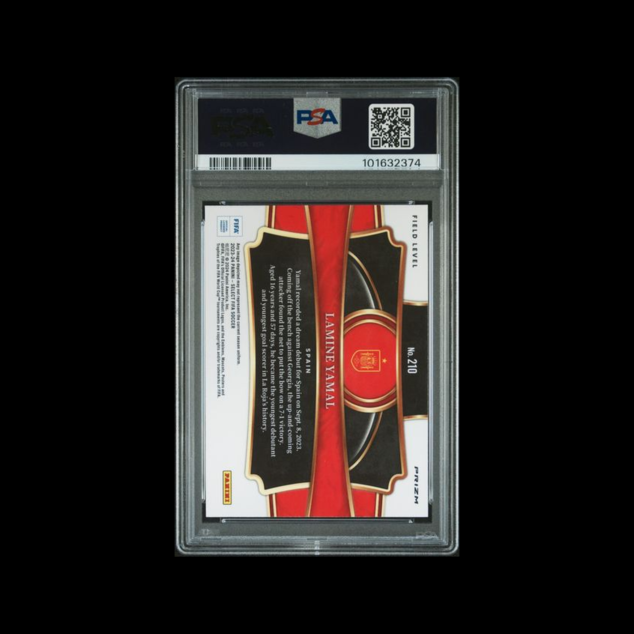 2023-24 Panini Select FIFA Red Rookie Lamine Yamal 210 PSA 9 MINT