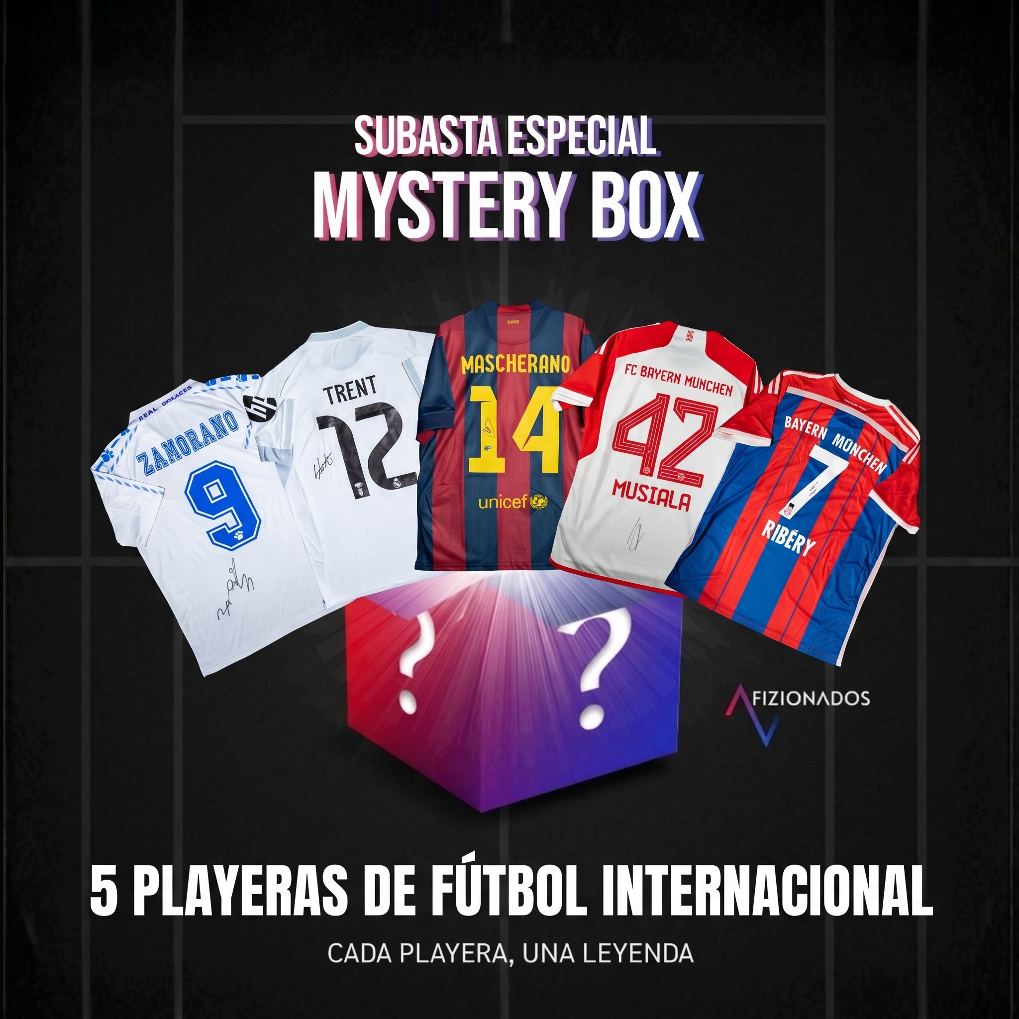 Subasta - Mystery Box: 5 Camisetas de Futbol Internacional