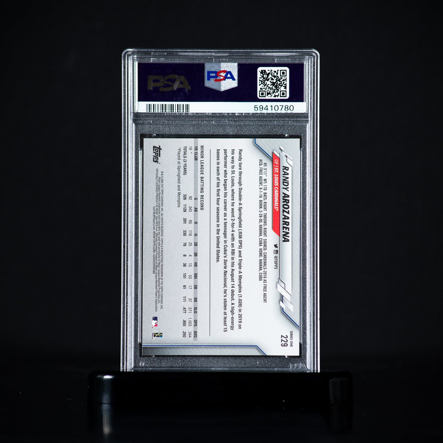 2020 Topps  Rookie Randy Arozarena 229 PSA 10 GEM-MT