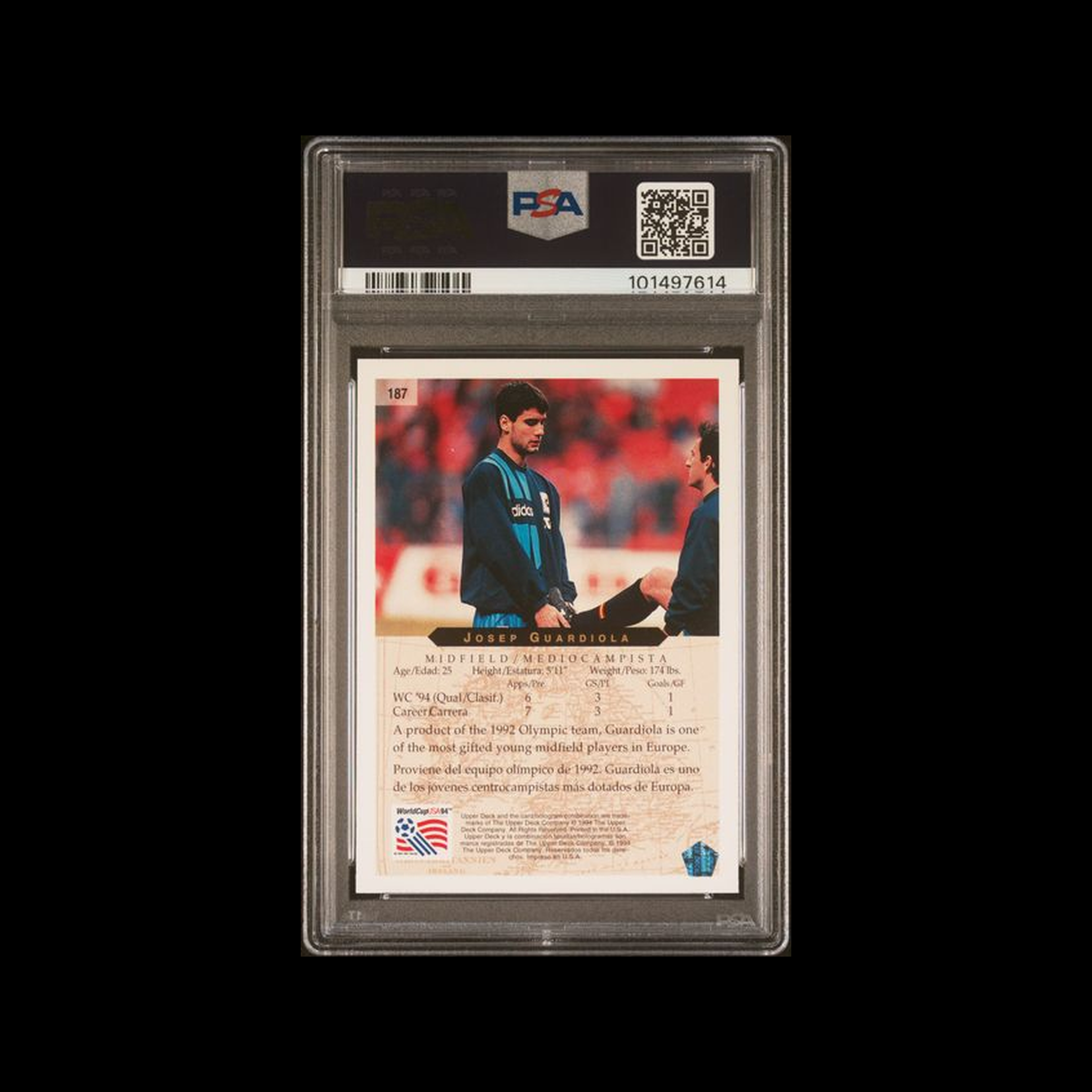 Subasta - 1994 Upper Deck World Cup English/Spanish  Josep Guardiola 187 PSA 10 GEM-MT