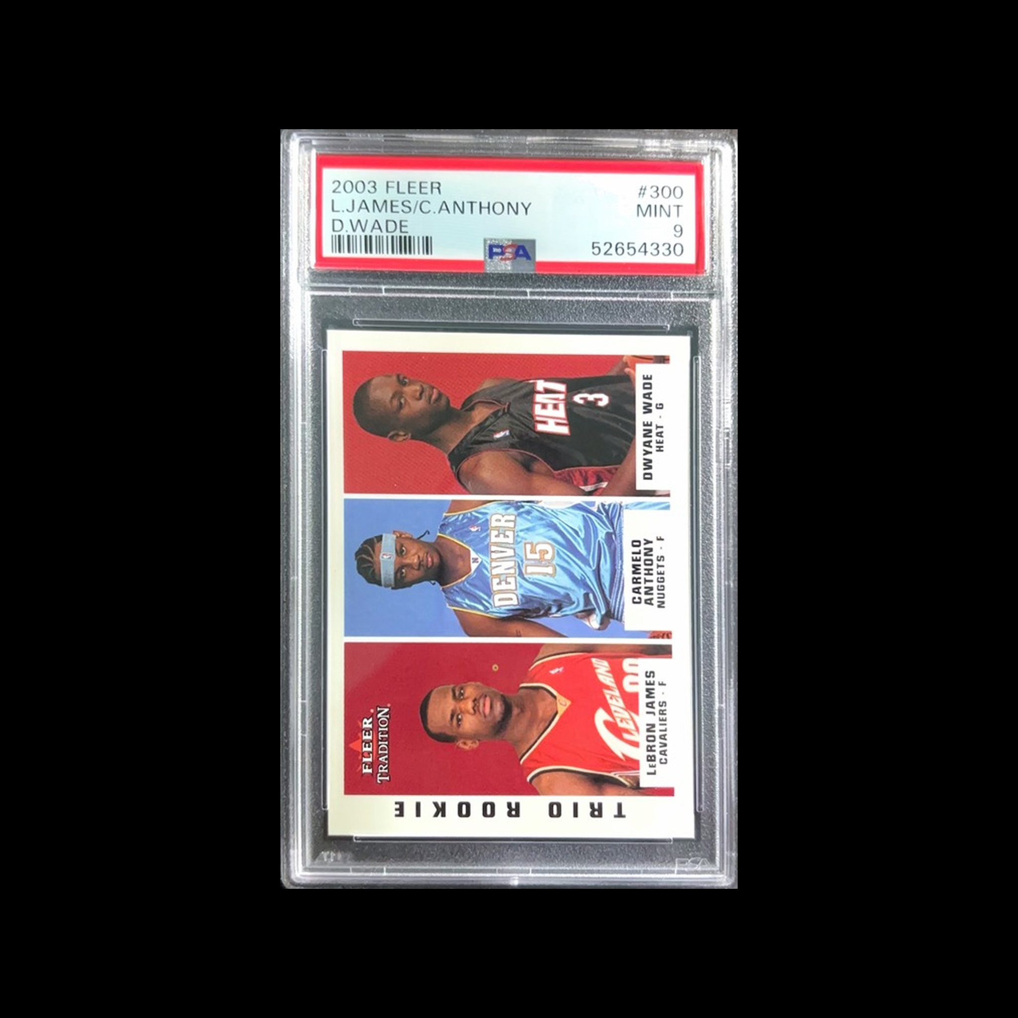 Subasta - 2003 Fleer Fleer Tradition  LeBron James, Dwyane Wade, & Carmelo Anthony 300 PSA 9