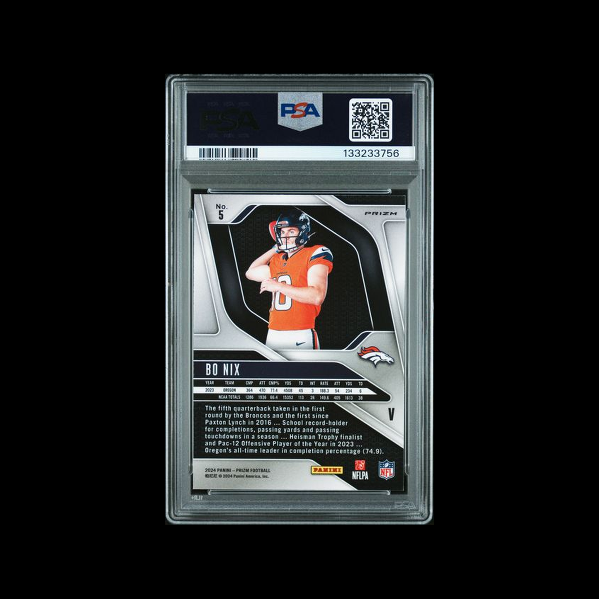 Subasta - 2024  Panini Prizm Rookie Variation  Bo Nix 5 PSA 10