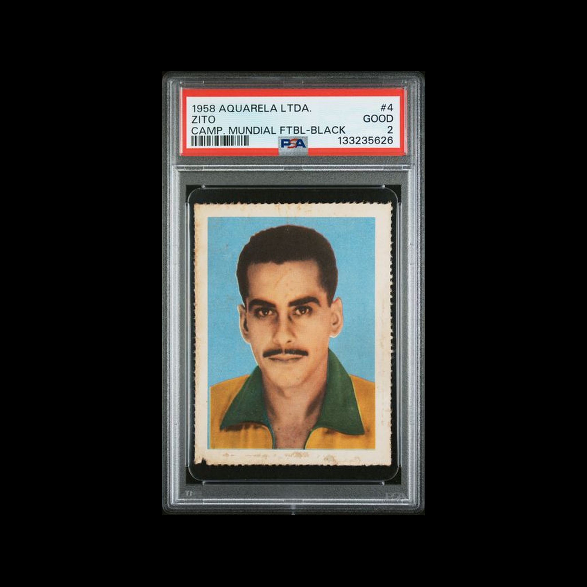 1958 Panini Editora Aquarela Ltda. Brasil Campeao Mundial De Futebol Perforated-Black Zito 4 PSA 2