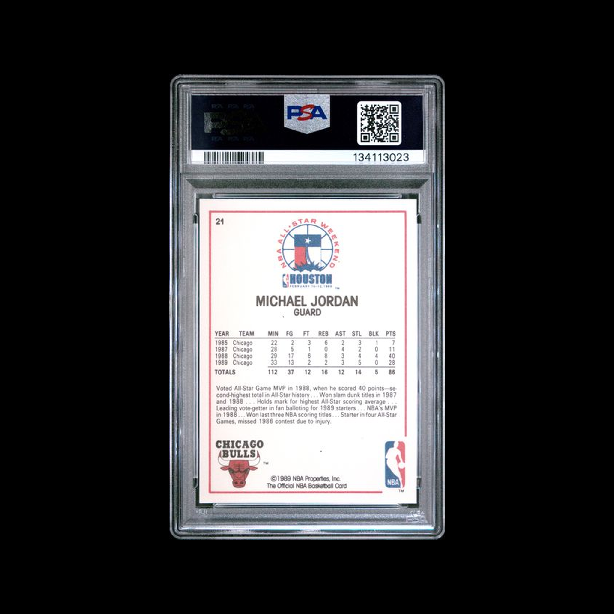 1989  Hoops All-Star Michael Jordan 21 PSA 8 NM-MT