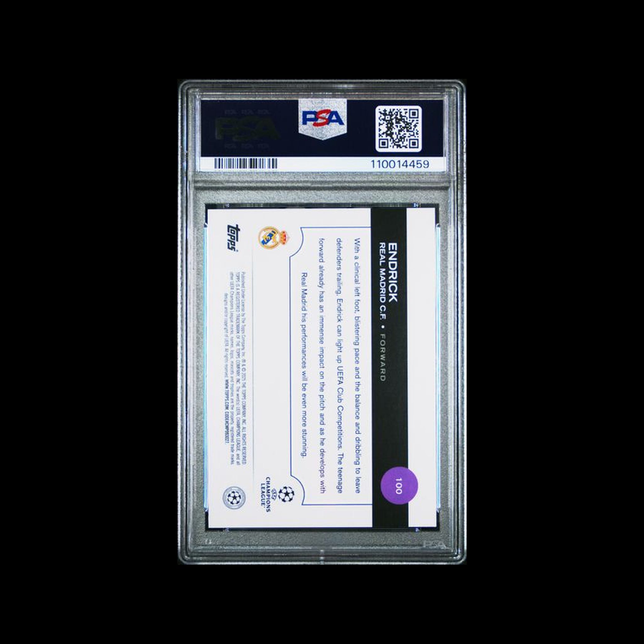 2024-25 Topps Uefa Club Competitions  Endrick 100 PSA 10 GEM-MT