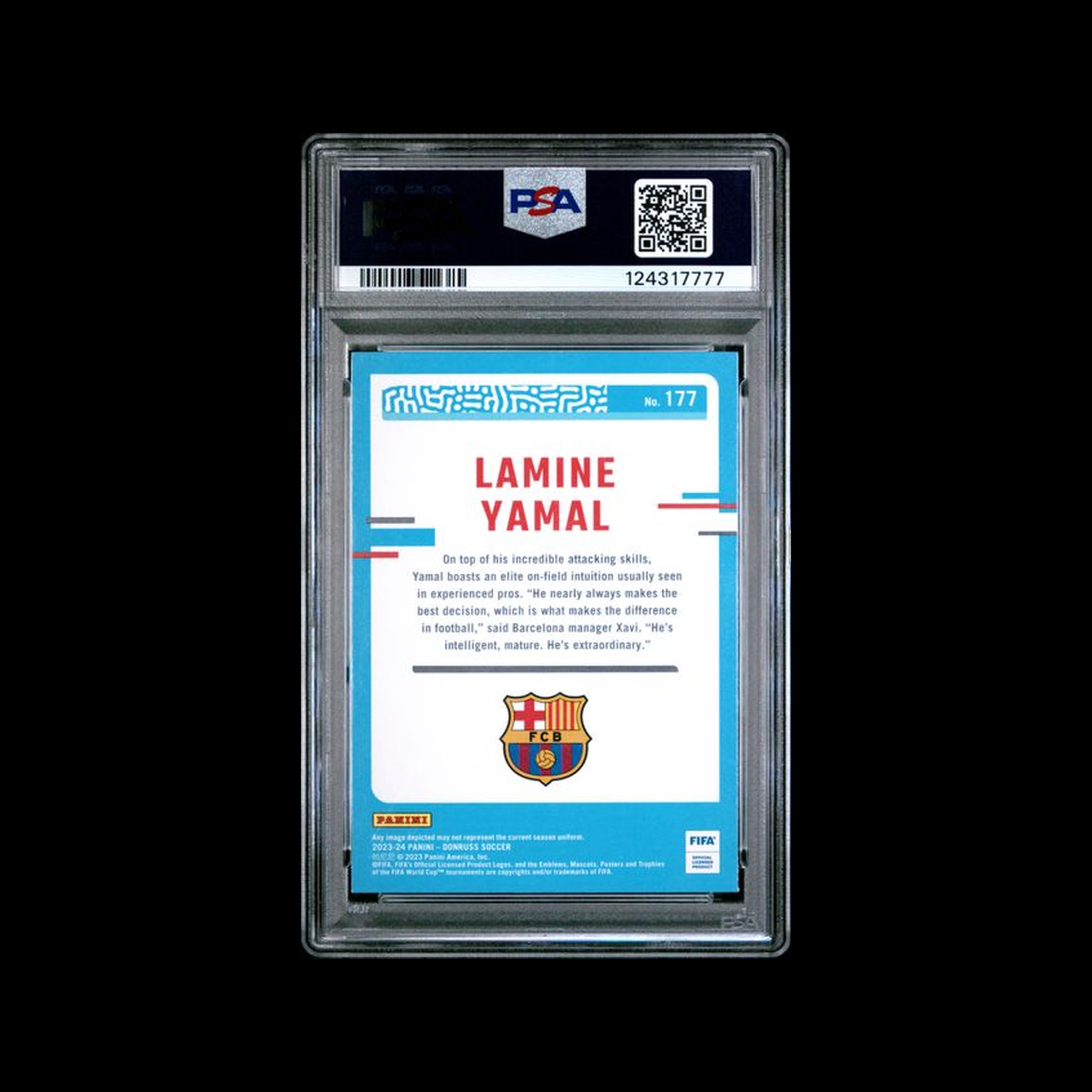 2023-24 Panini Donruss Fifa  Lamine Yamal 177 PSA 9 MINT