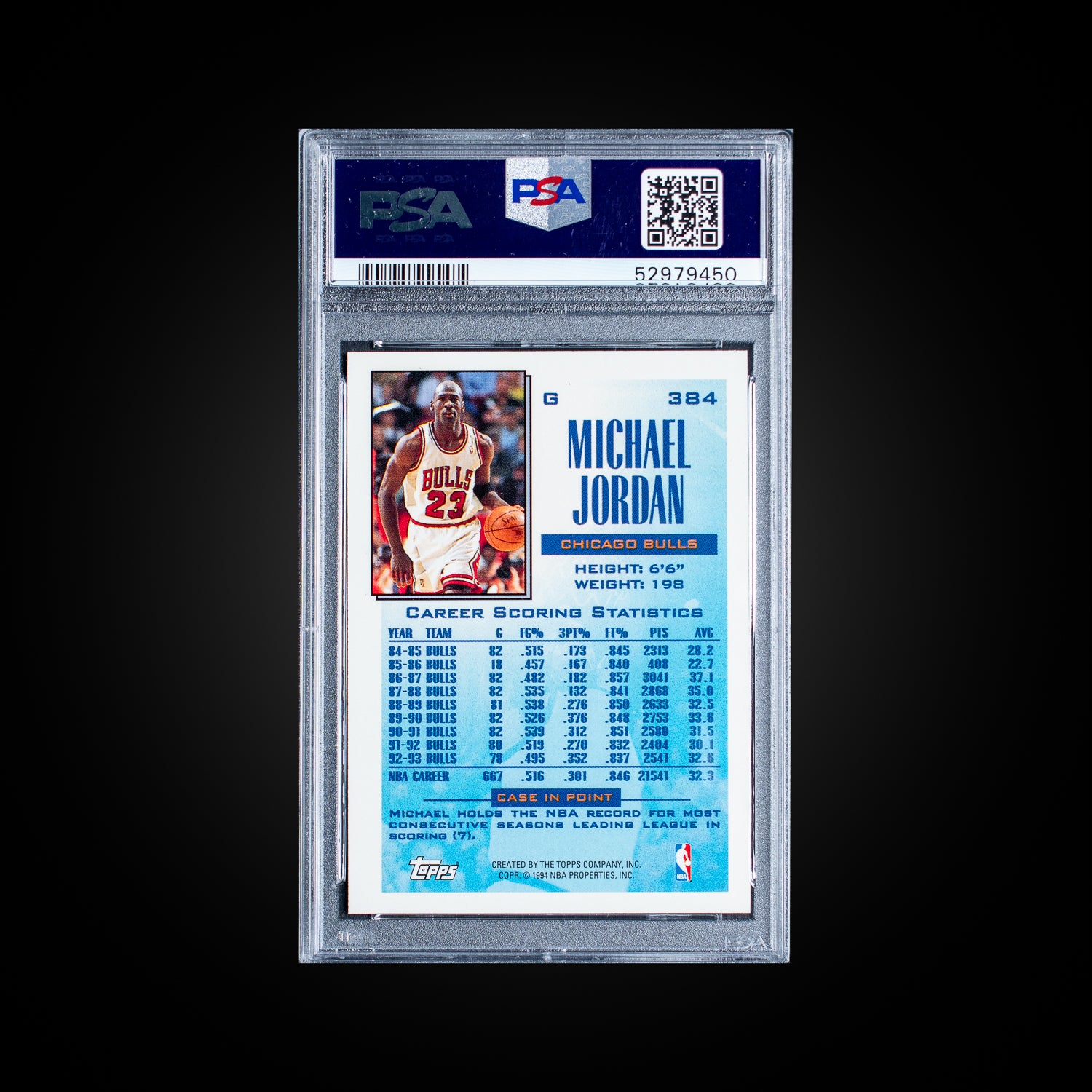1993 Topps   Michael Jordan 384 PSA 8 NM-MT