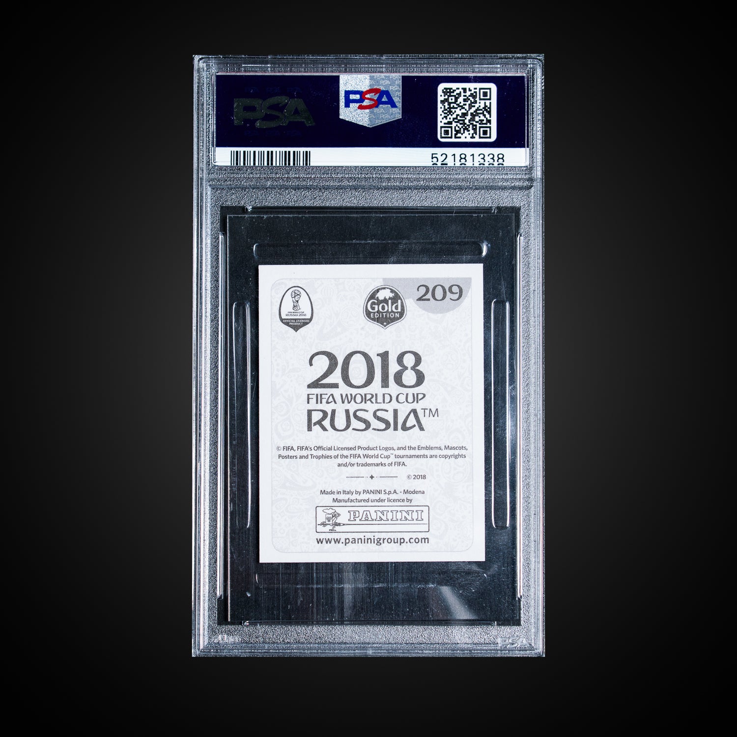 2018 Panini World Cup Stickers Gold Kylian Mbappe 209 PSA 9 MINT