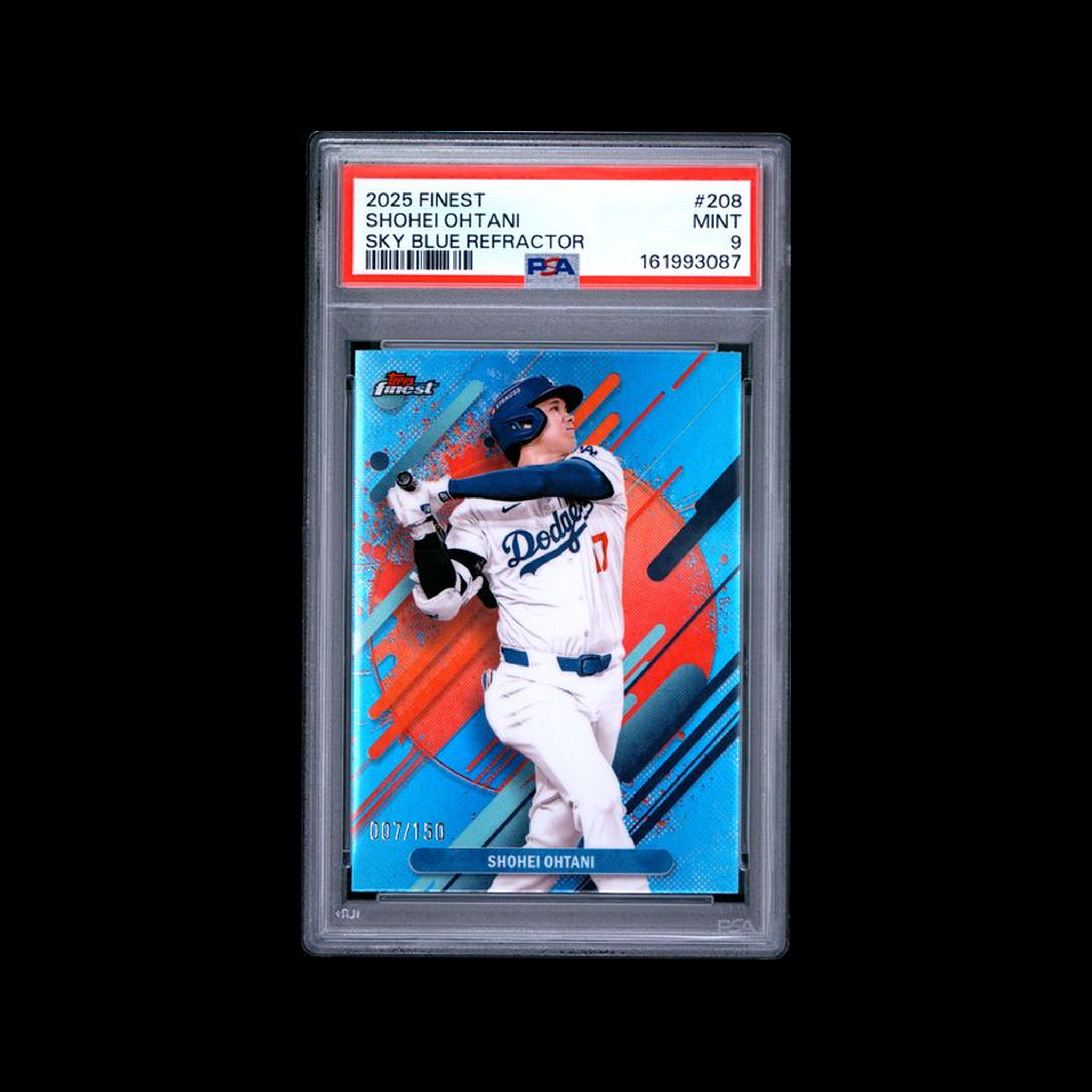 2025 Topps Finest Sky Blue Refractor Shohei Ohtani 208 PSA 9 MINT
