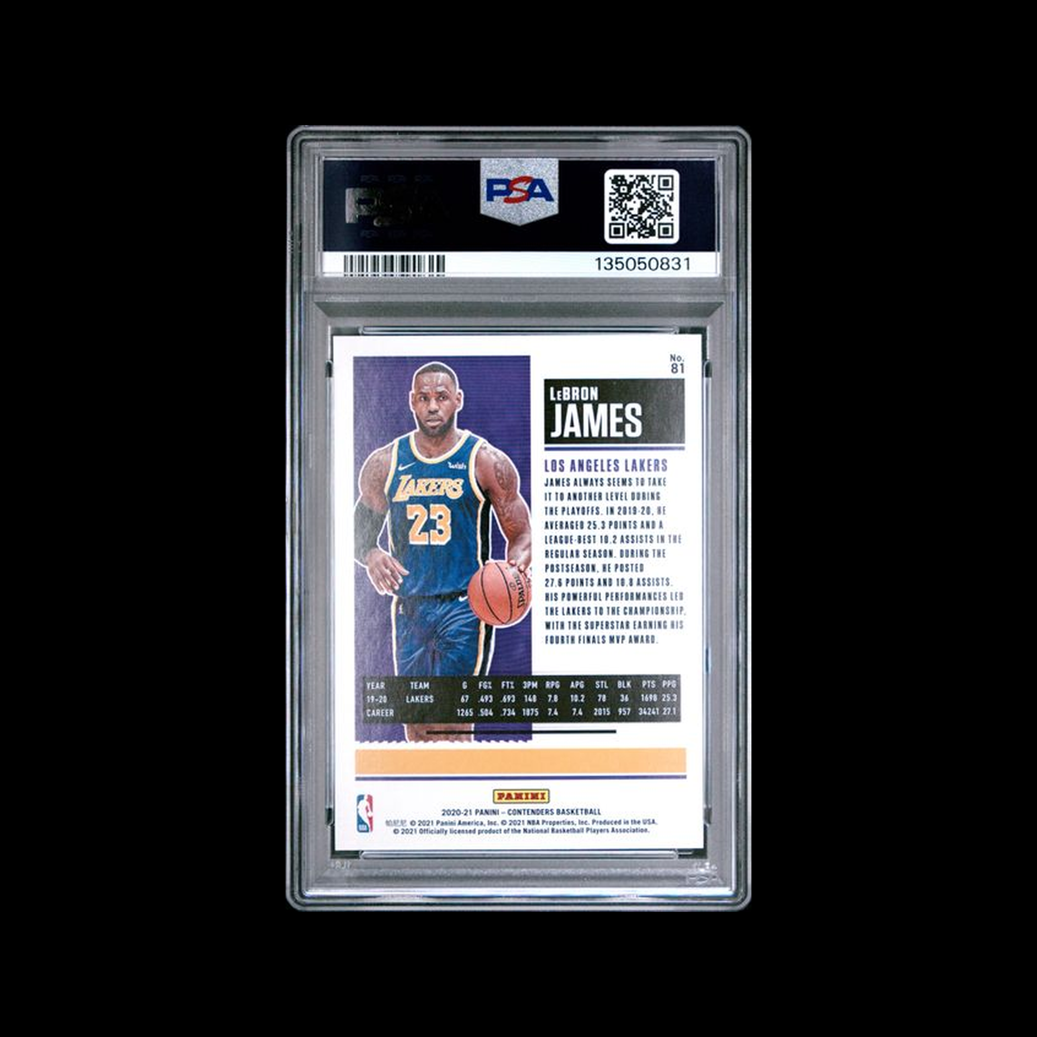 2020 Panini Contenders  LeBron James 81 PSA 10 GEM-MT