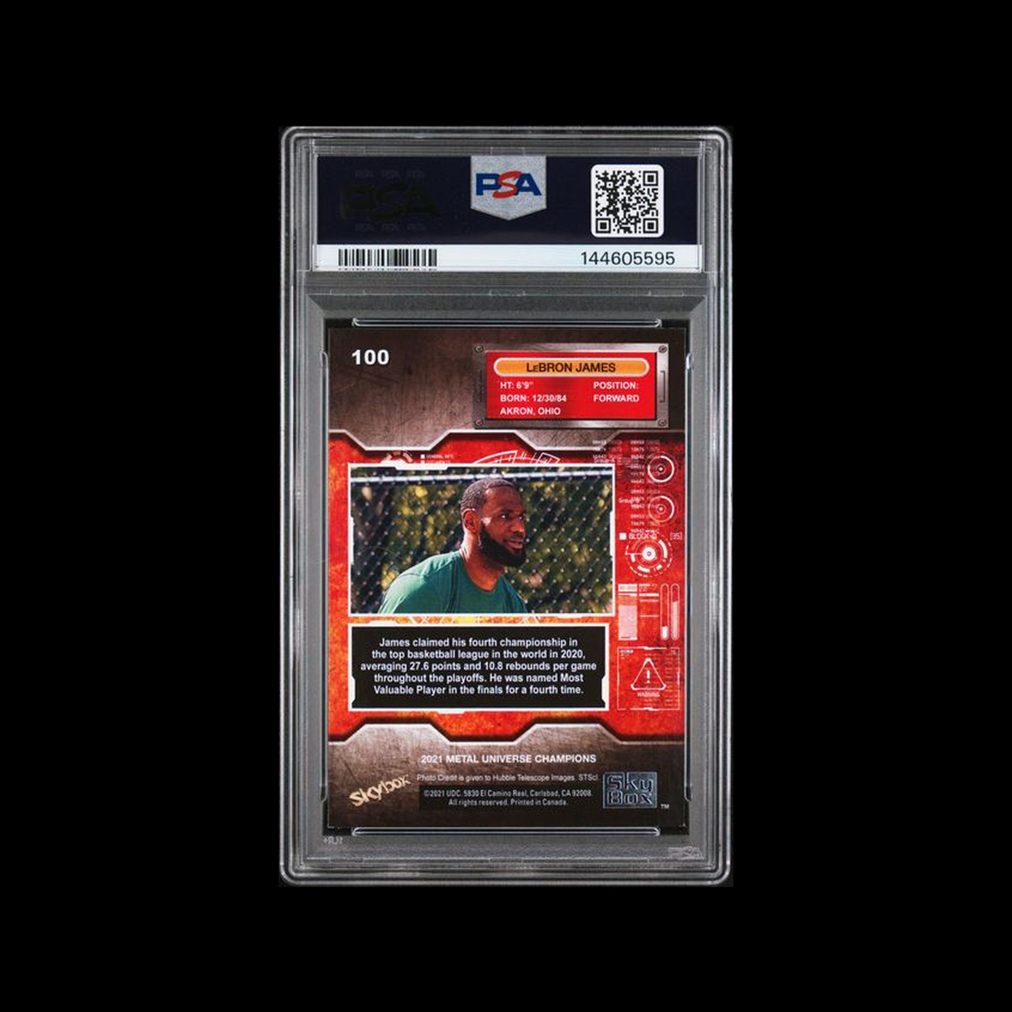 2021 Upper Deck Skybox Metal Universe Champions  LeBron James 100 PSA 8 NM-MT