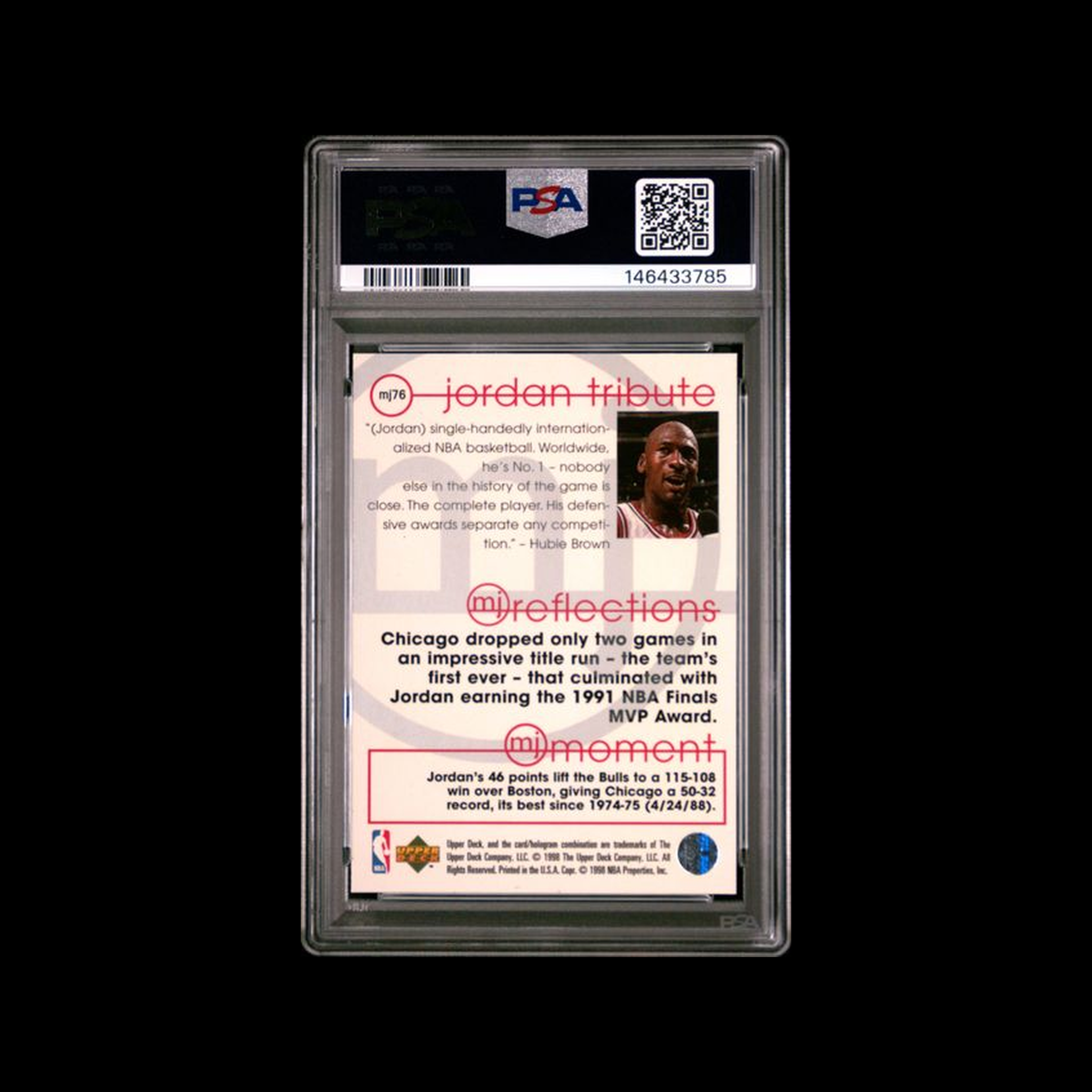 Upper Deck Jordan Tribute Mj Reflections Michael Jordan MJ76 PSA 8 NM-MT